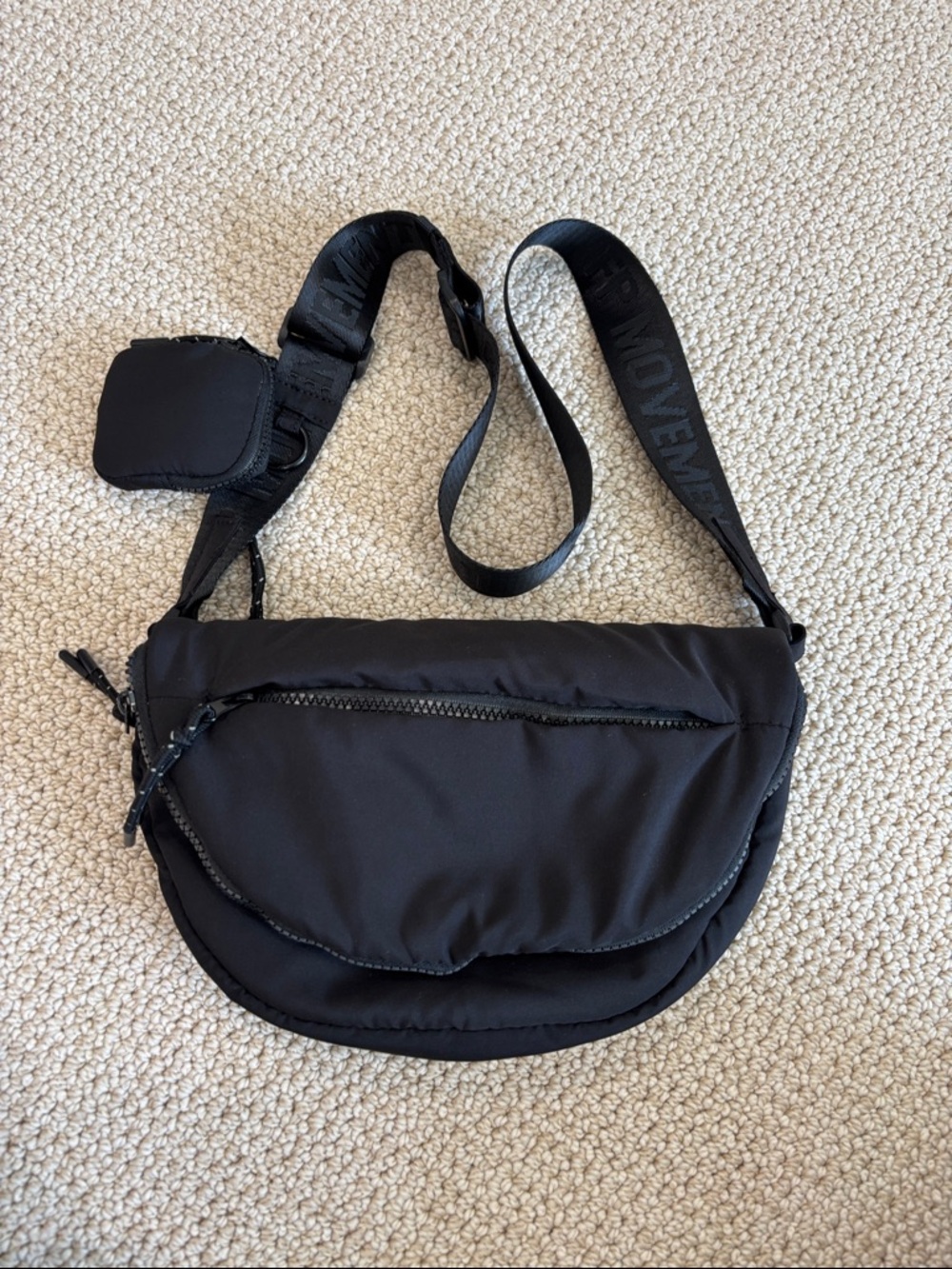 FP Movement by Free People Black Crossbody Sling Bag with Branded Strap